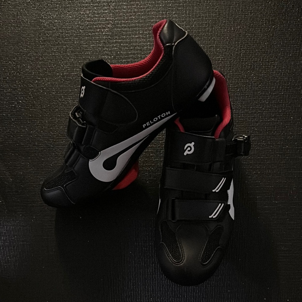 Peloton Black and Red Athletic Shoes with Velcro Closure